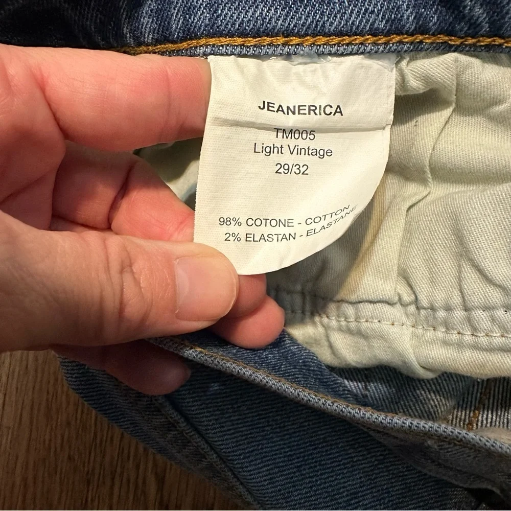Jeanerica TM005 Light Vintage Color Cotton Blend Denim Tapered Fit Jeans 29/32